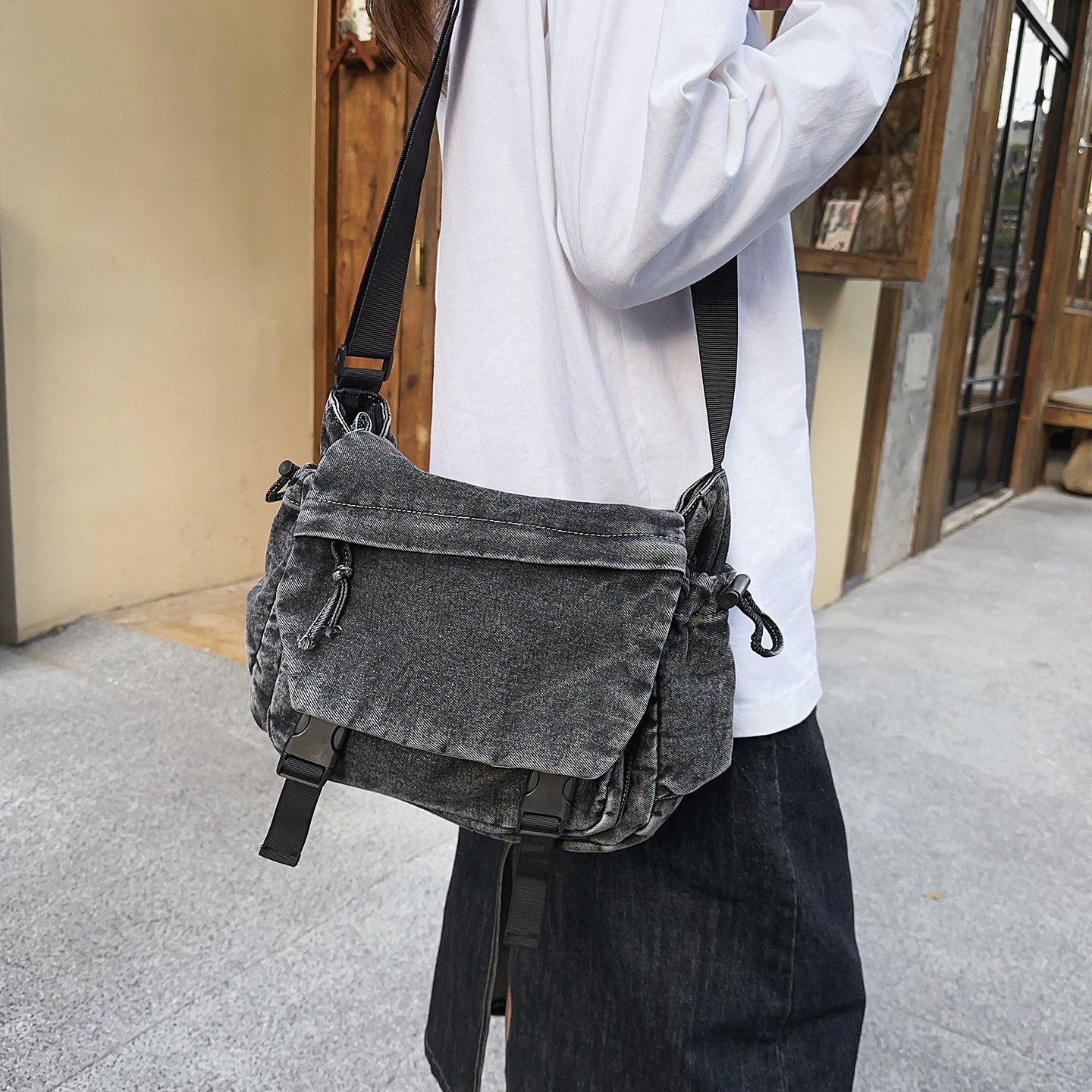Denim Pocket Crossbody Bag