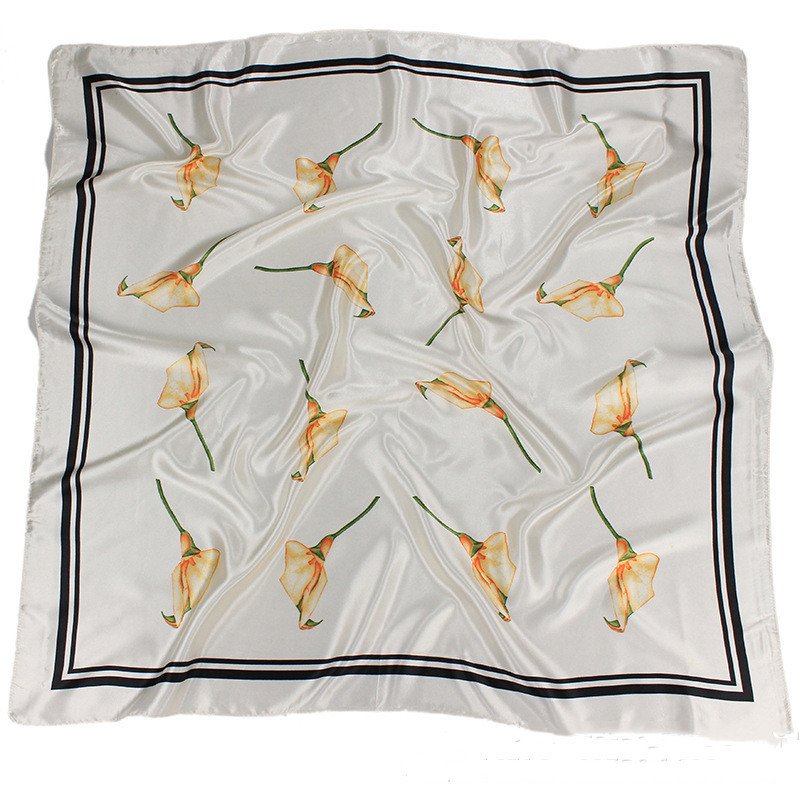 Floral Satin-Look Square Scarf