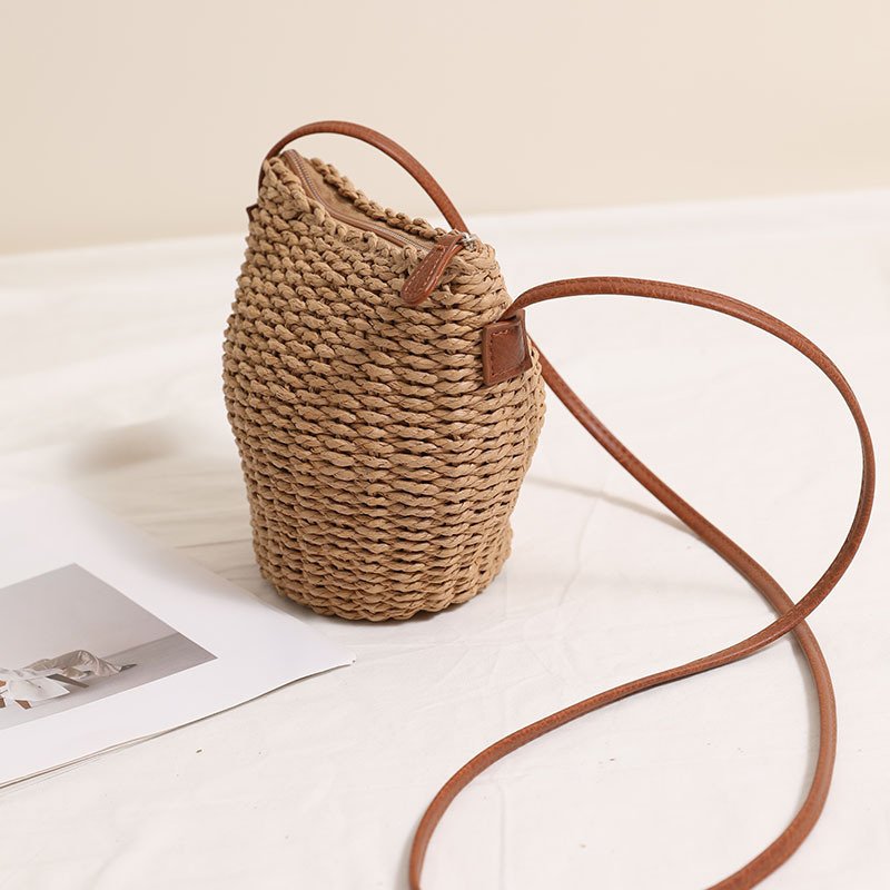Woven Mini Bucket Crossbody Bag - Image 6