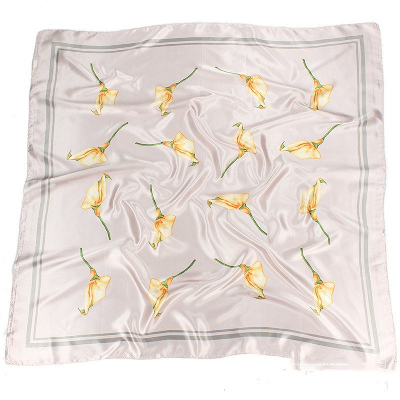 Floral Satin-Look Square Scarf - Image 2