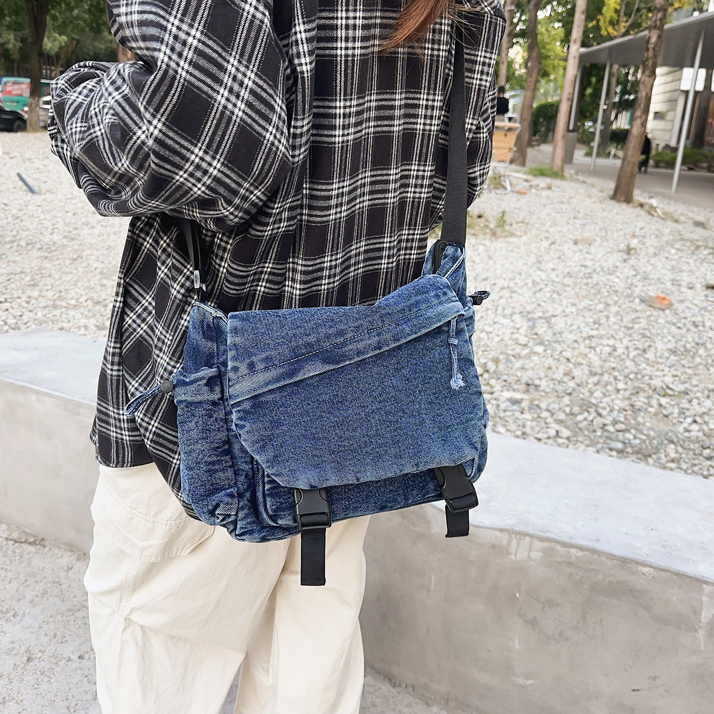 Denim Pocket Crossbody Bag - Image 7