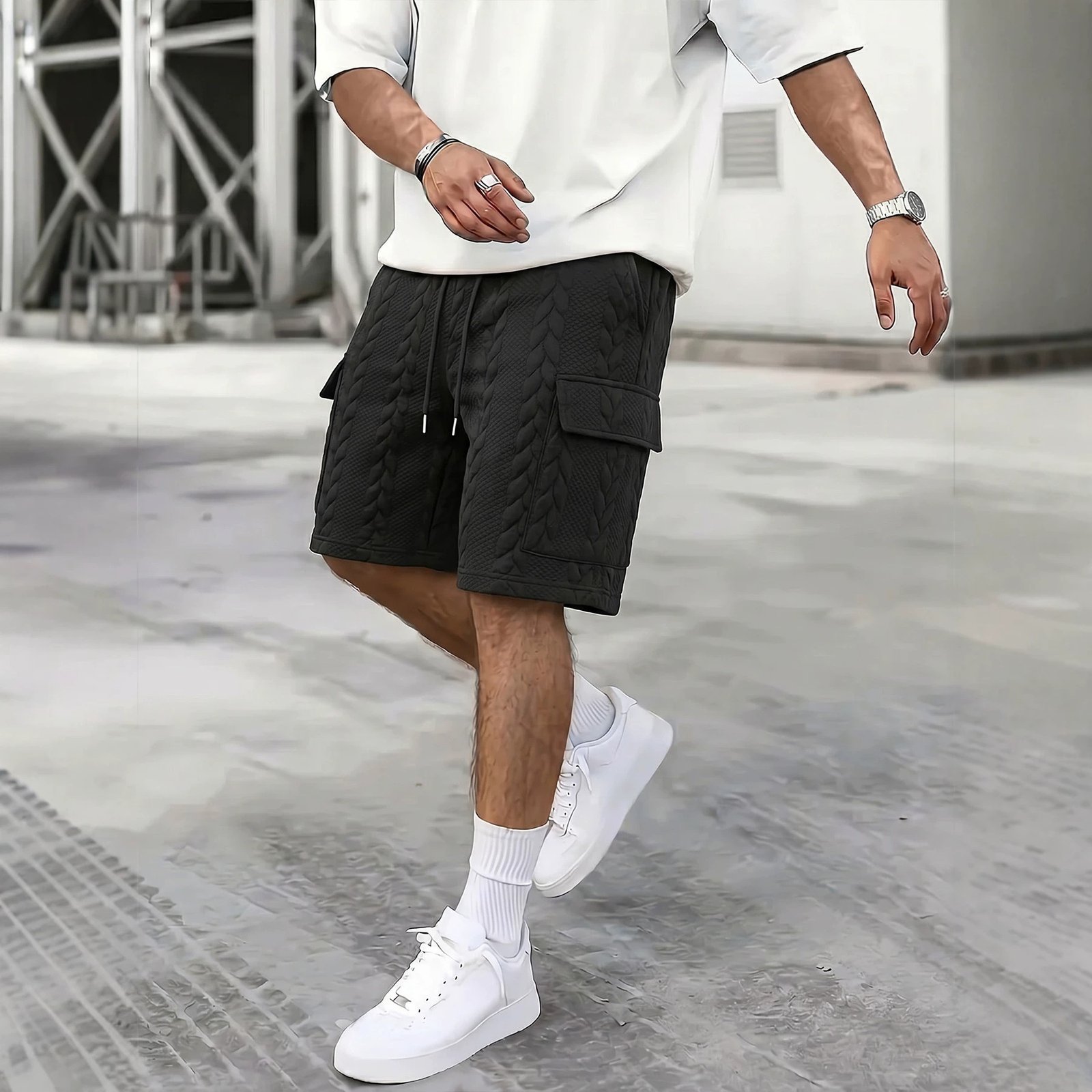 Men’s Textured Drawstring Shorts - Image 5