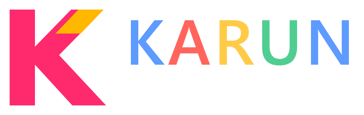 Karun Store — multicolor KARUN, white STORE and coral-and-gold K
